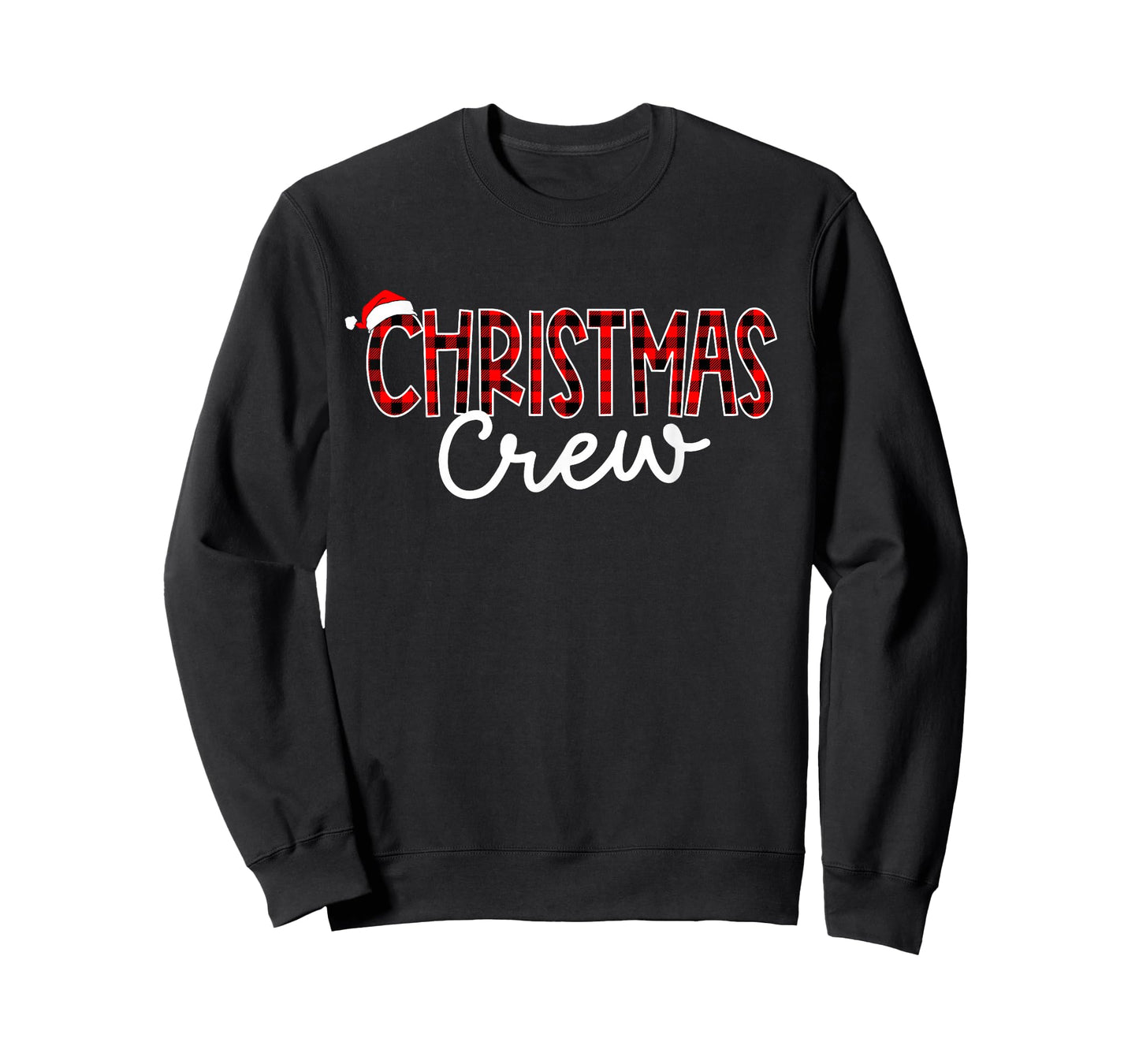 Funny Crew Santa Hat Christmas Red Plaid Xmas Family Pajamas T-Shirt