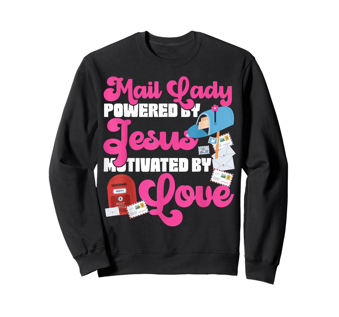 Postman Mailman Jesus Faith Christian Mail Lady Powered by T-Shirt