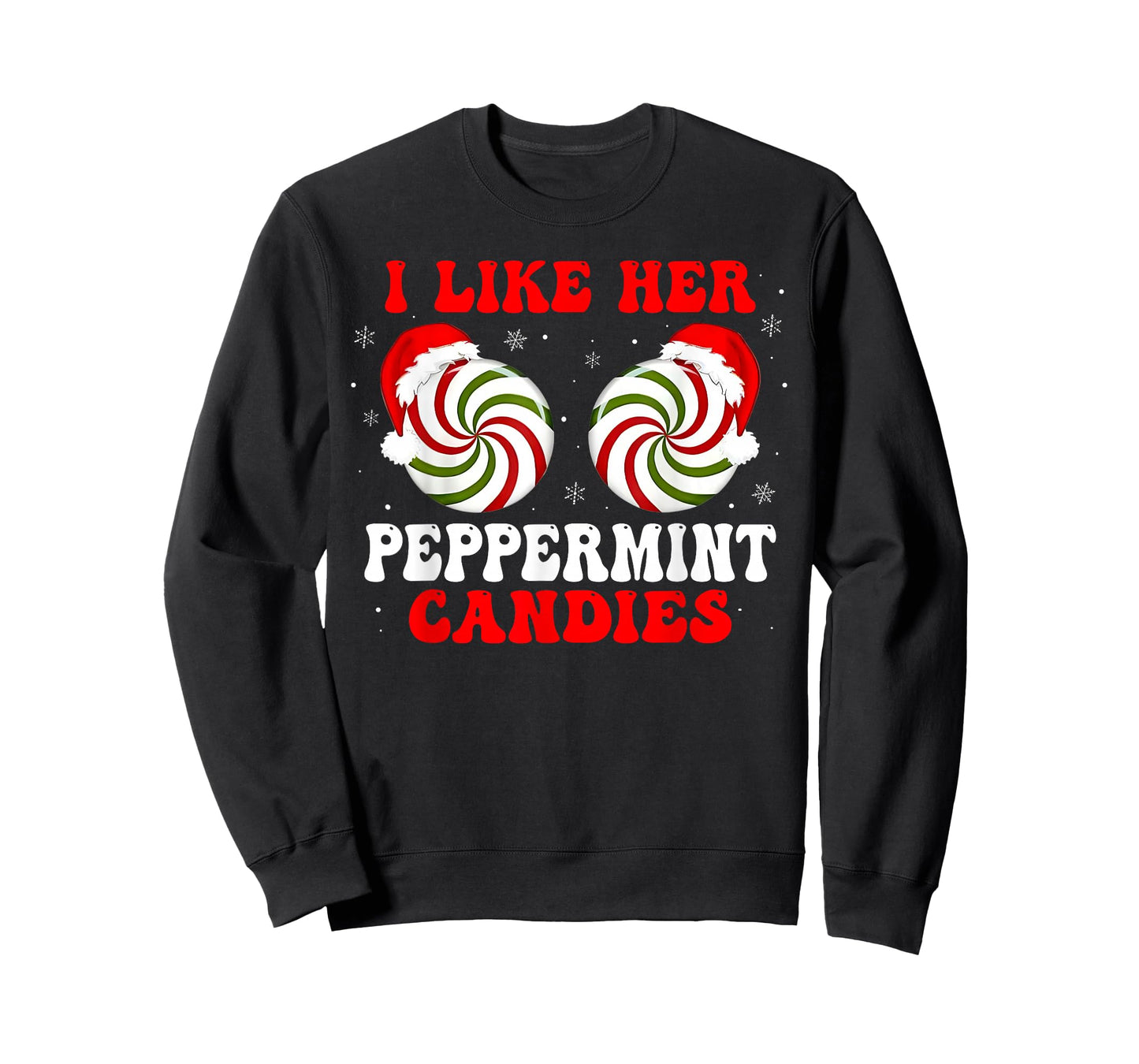 I Like Her Peppermint Candies Couples Matching Christmas T-Shirt