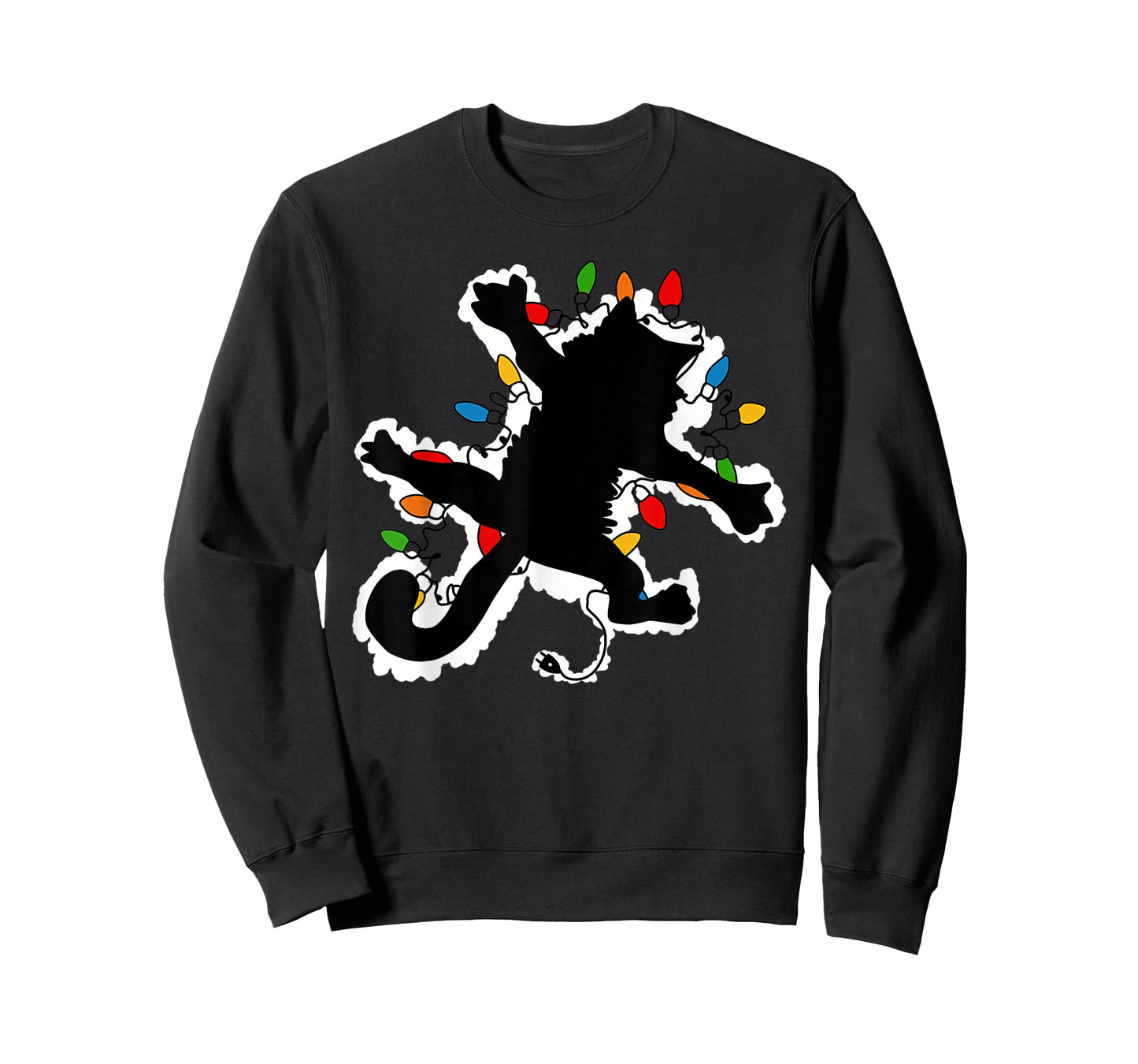 Funny Pussy-cat from Christmas Vacation Frieds Black U-Neck T-Shirt