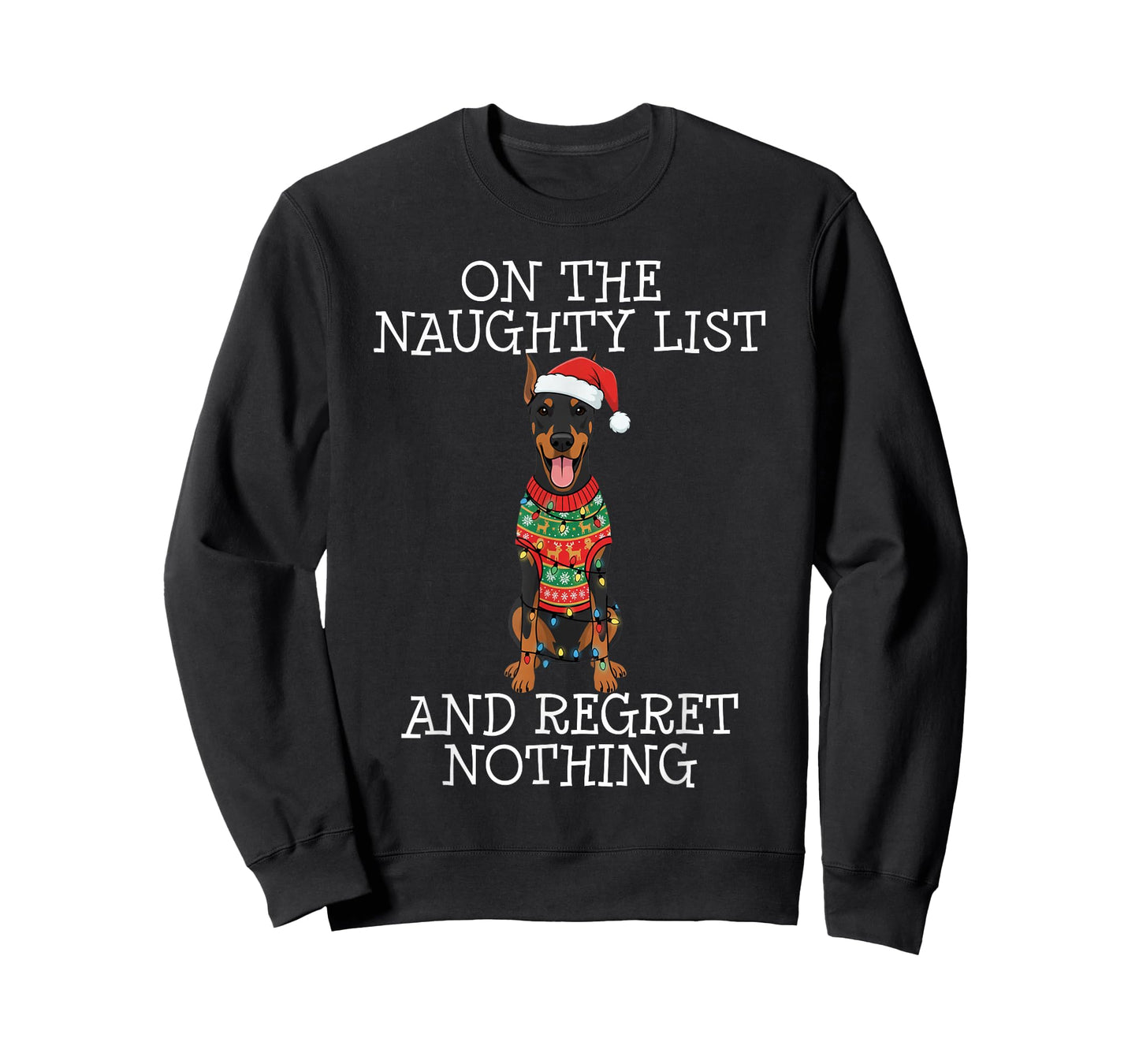 Funny Christmas Doberman Pinscher Naughty List T-Shirt