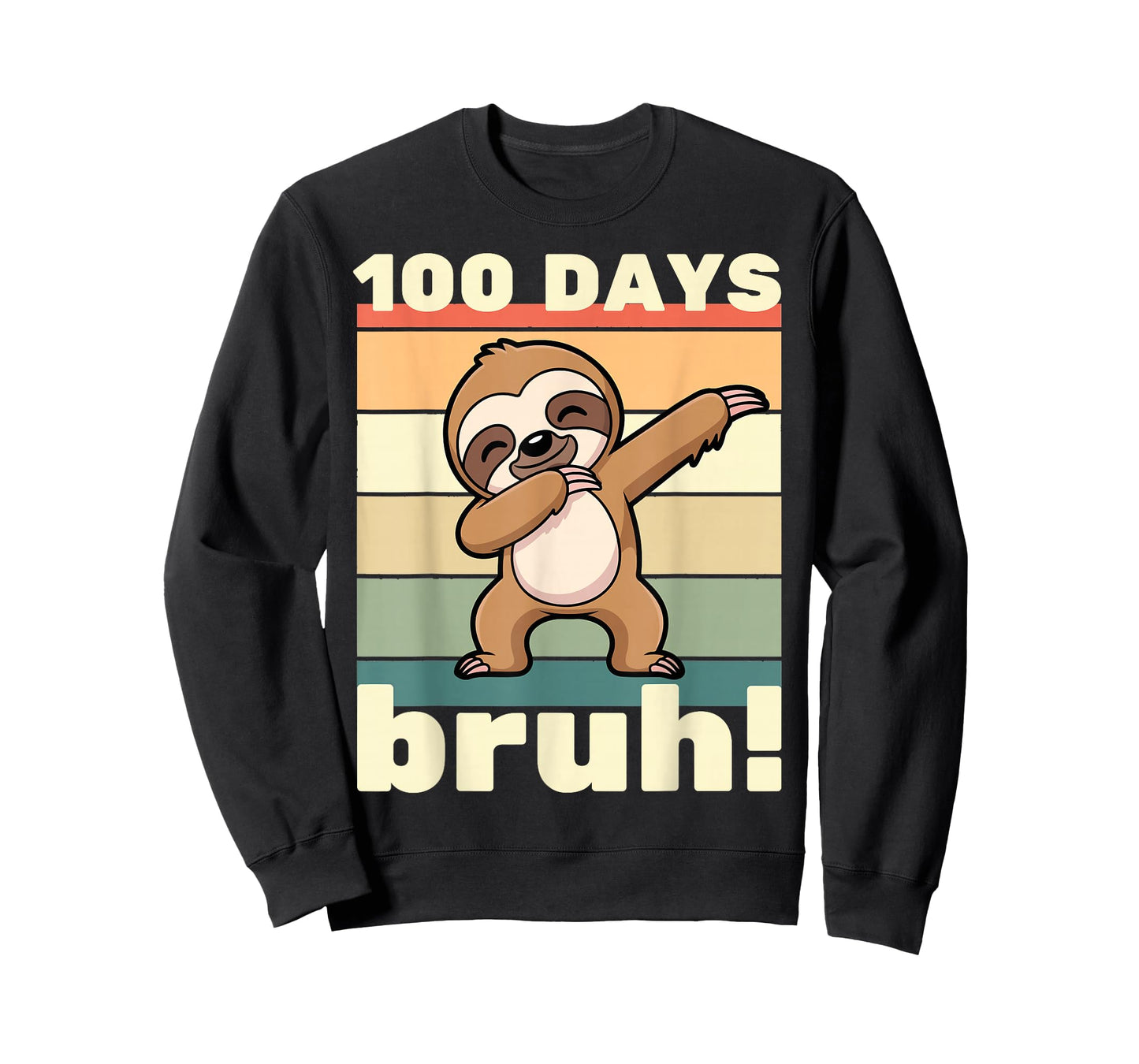 100 Days of School Bruh Funny Kids Boys Girls Dabbing Sloth T-Shirt