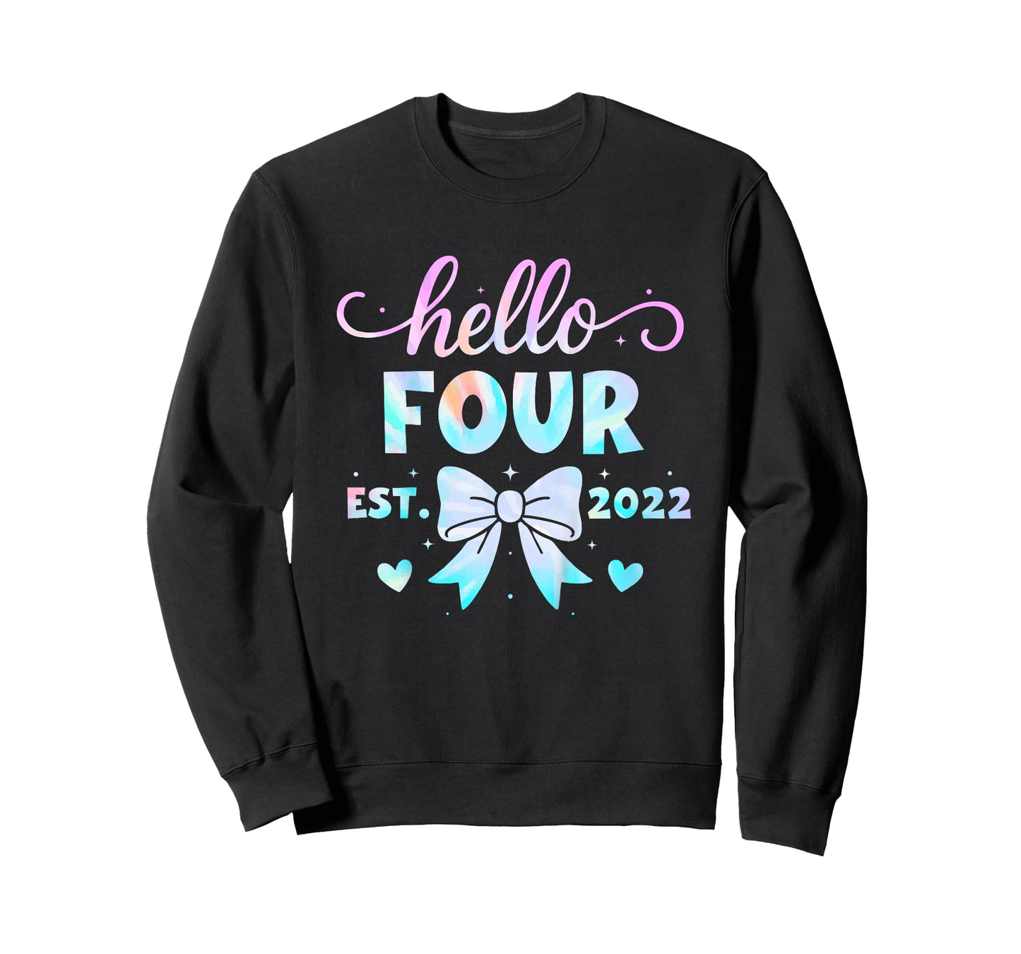 Kids Hello Four Coquette Bow 4th Birthday Girl, 4 Year Old Kids T-Shirt