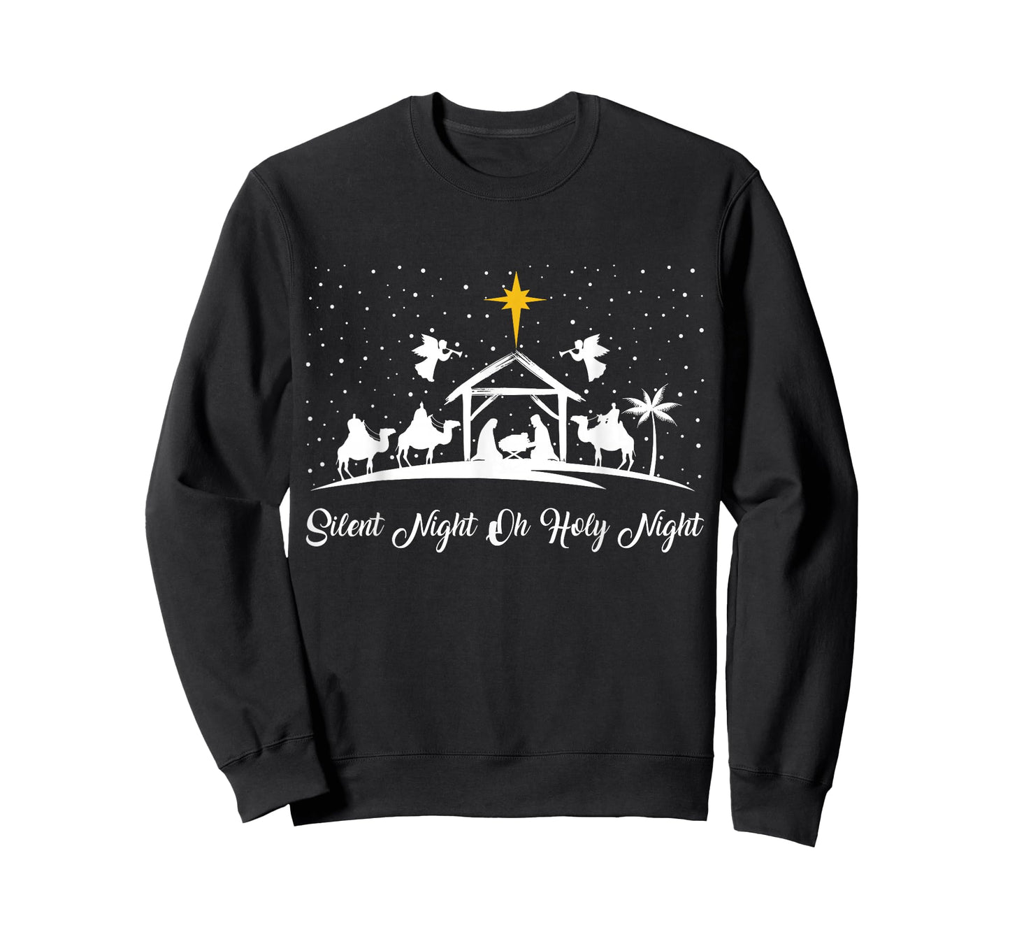 Silent Night Holy Night Nativity Scene Christian Christmas T-Shirt