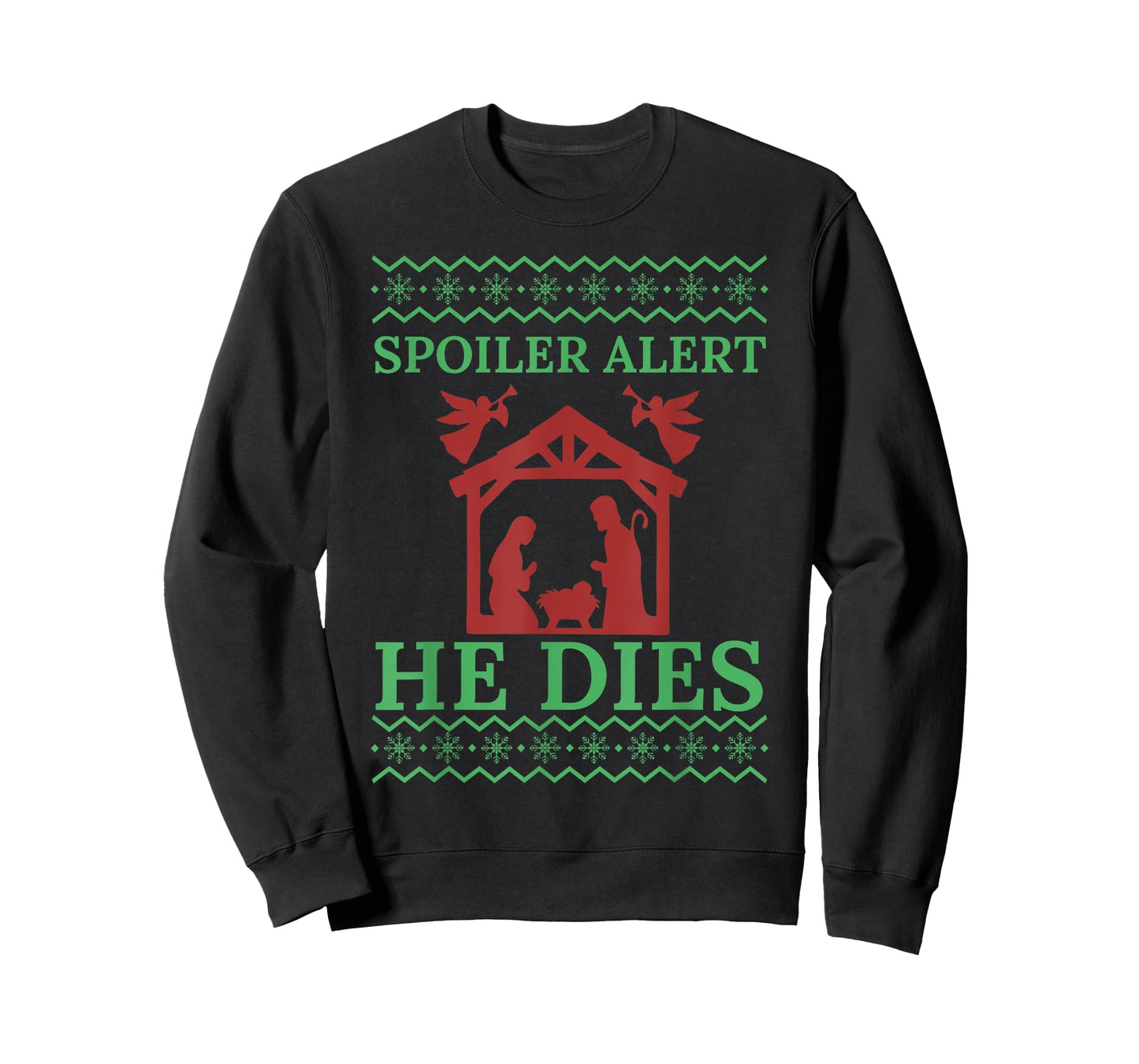 Retro Spoiler Alert He Dies Jesus Nativity Scene Christmas T-Shirt