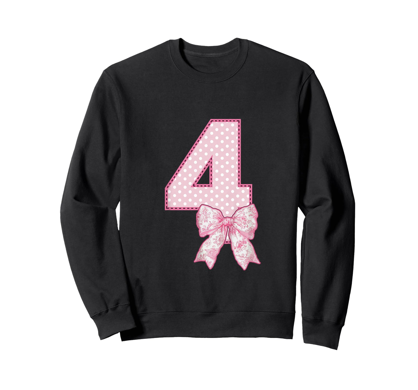 Kids 4th Birthday Shirt Girl Coquette Bow Kids Four 4 Year Old T-Shirt