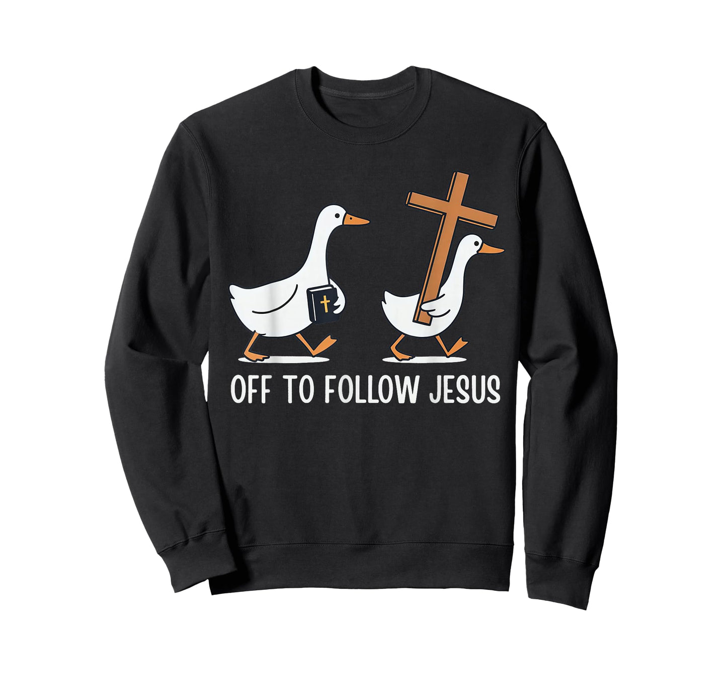 Off to Follow Jesus Christian Funny Goose Faith Cross Bible T-Shirt