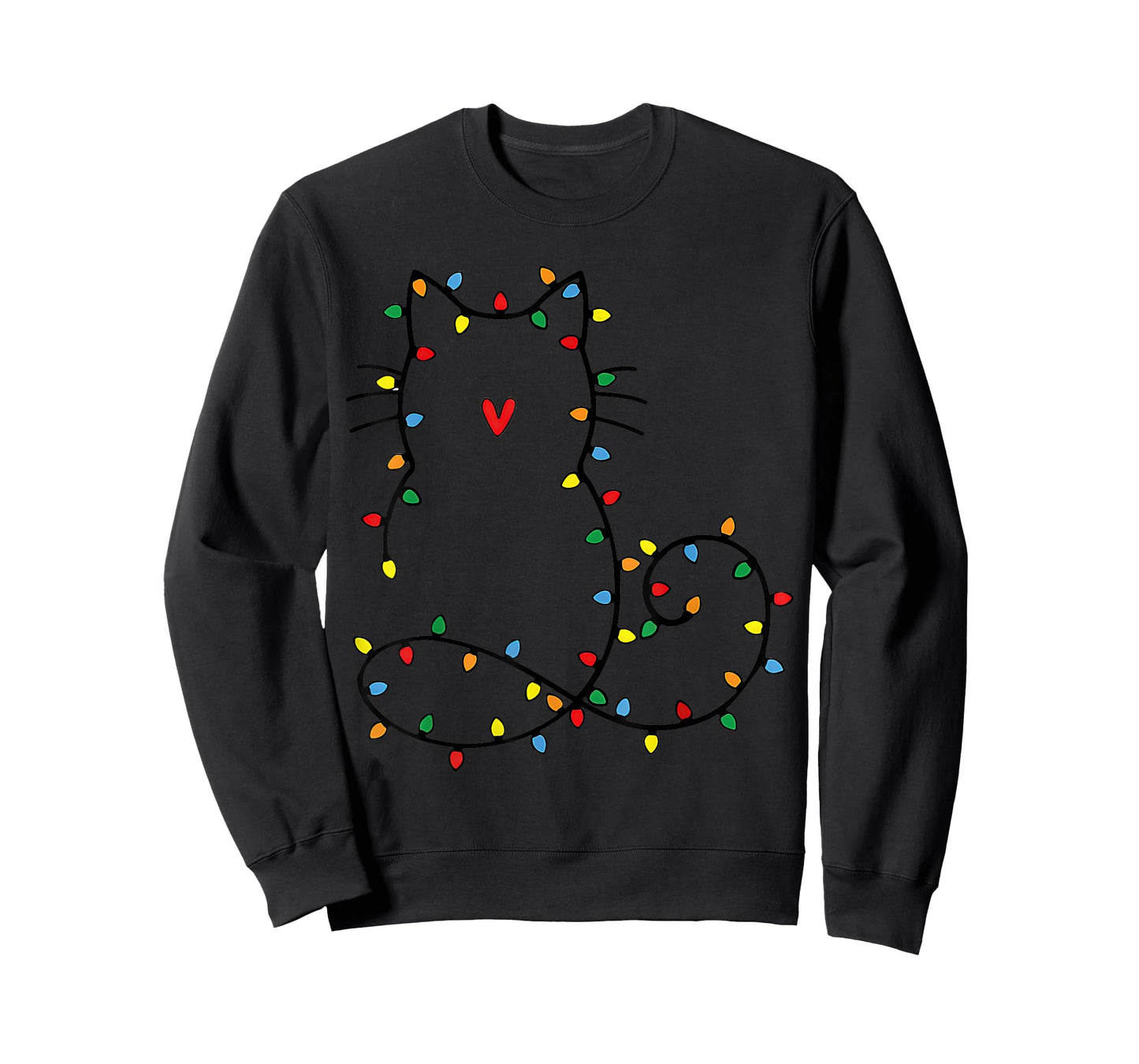 Cute Cat Christmas Light Graphic Cat Black Mom Lover T-Shirt