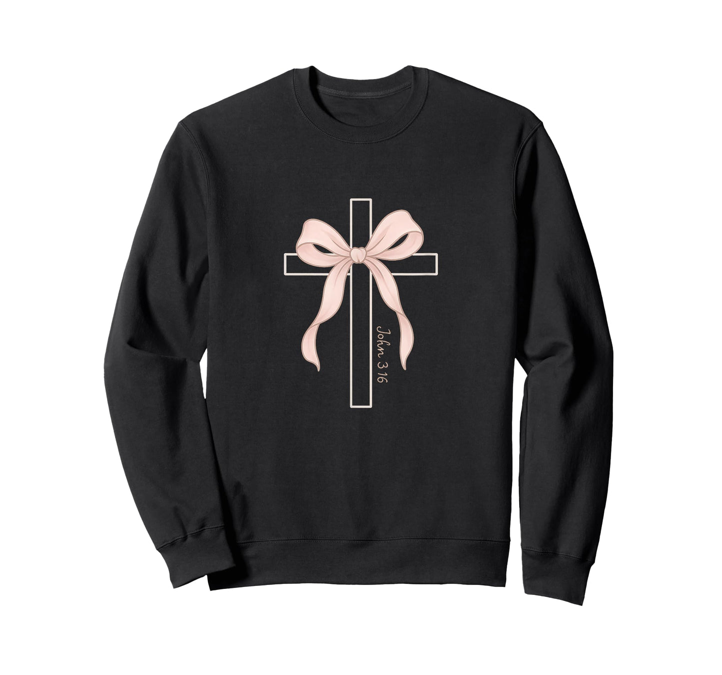 John 3:16 Pink Bow Cross - Gentle Christian Faith Design T-Shirt
