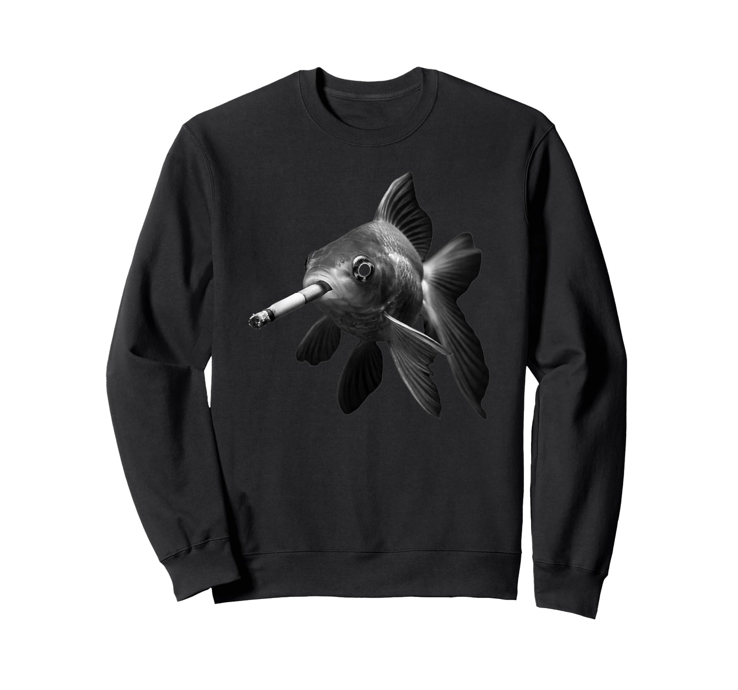 Smoking Black White Cigarette Fish Art T-Shirt