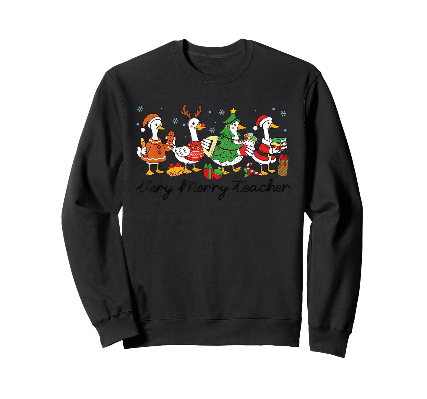 Very Merry Teacher Christmas Funny Goose Silly Holiday Party T-Shirt
