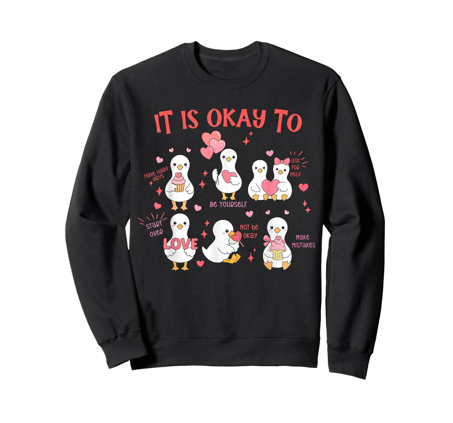 It's Okay to Mental Health Therapist Cute Goose Valentines T-Shirt