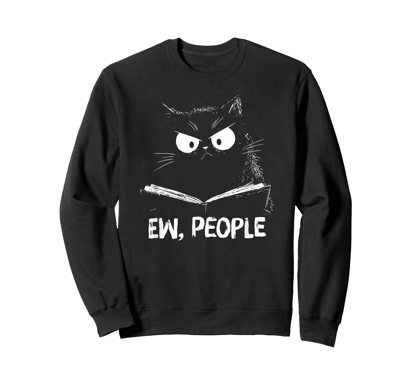 Funny Cat Reading Ew People T-Shirt