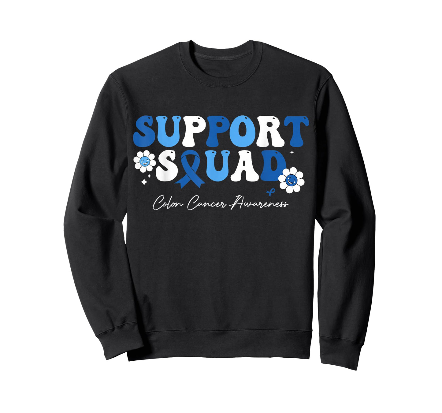 Groovy Support Squad Colon Cancer Awareness Blue Ribbon T-Shirt
