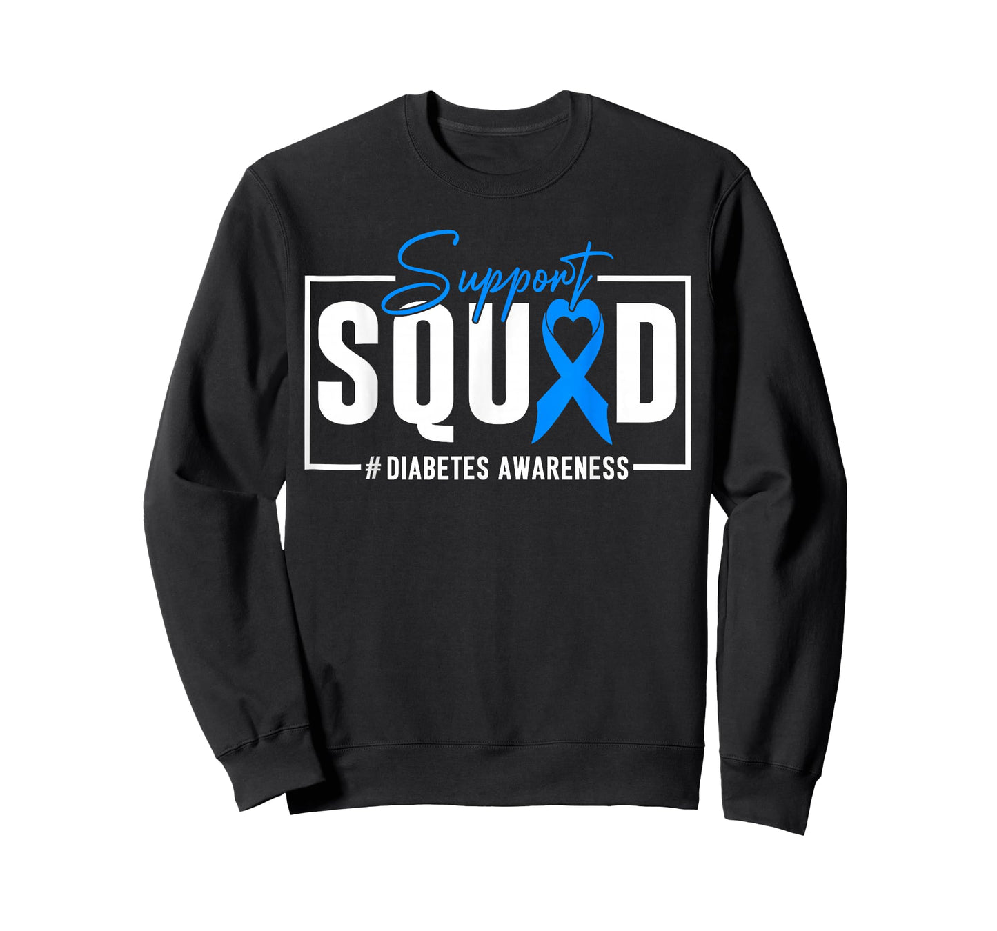 Support Squad Type 1 Diabetes Awareness Rainbow Blue Ribbon T-Shirt