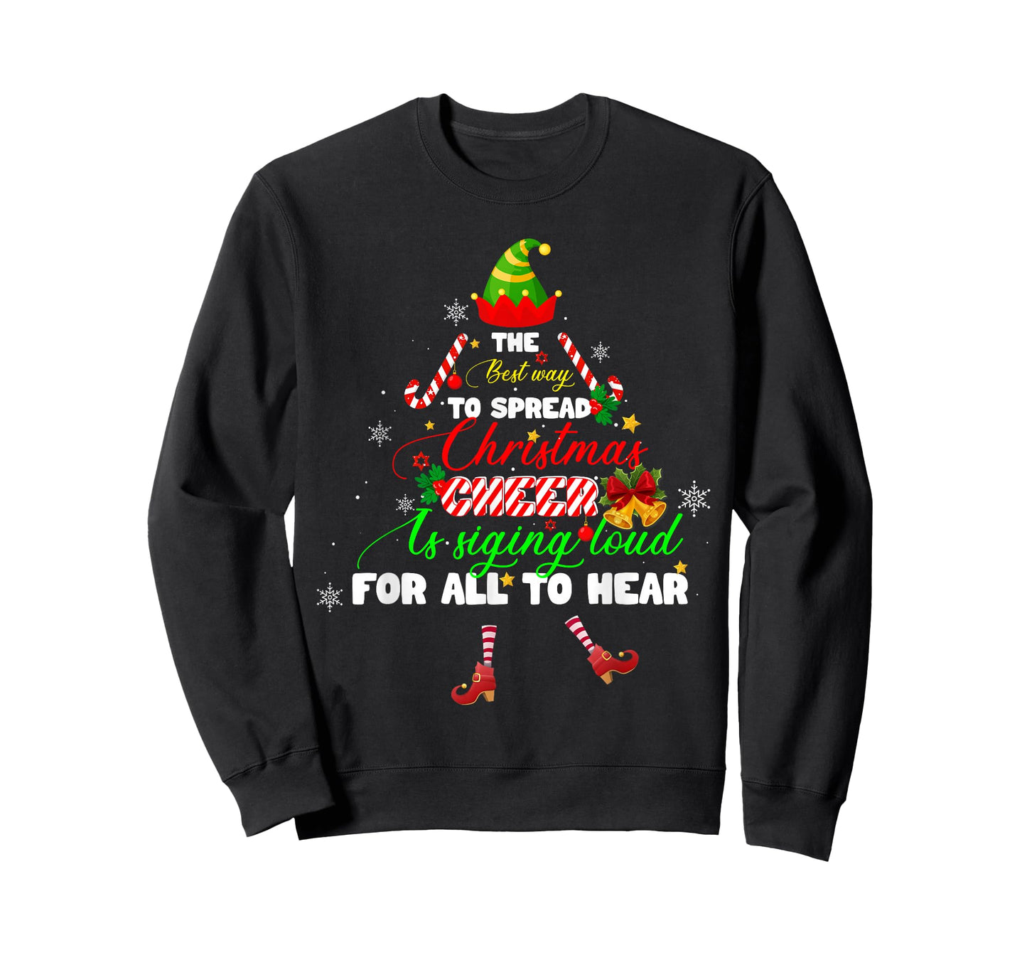 Spread Christmas Cheer is Singing Loud Elf Pajamas Xmas T-Shirt
