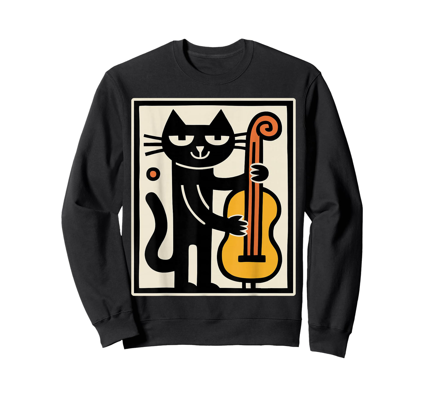 Cat Playing Contrabass Upright Bass Music Art T-Shirt