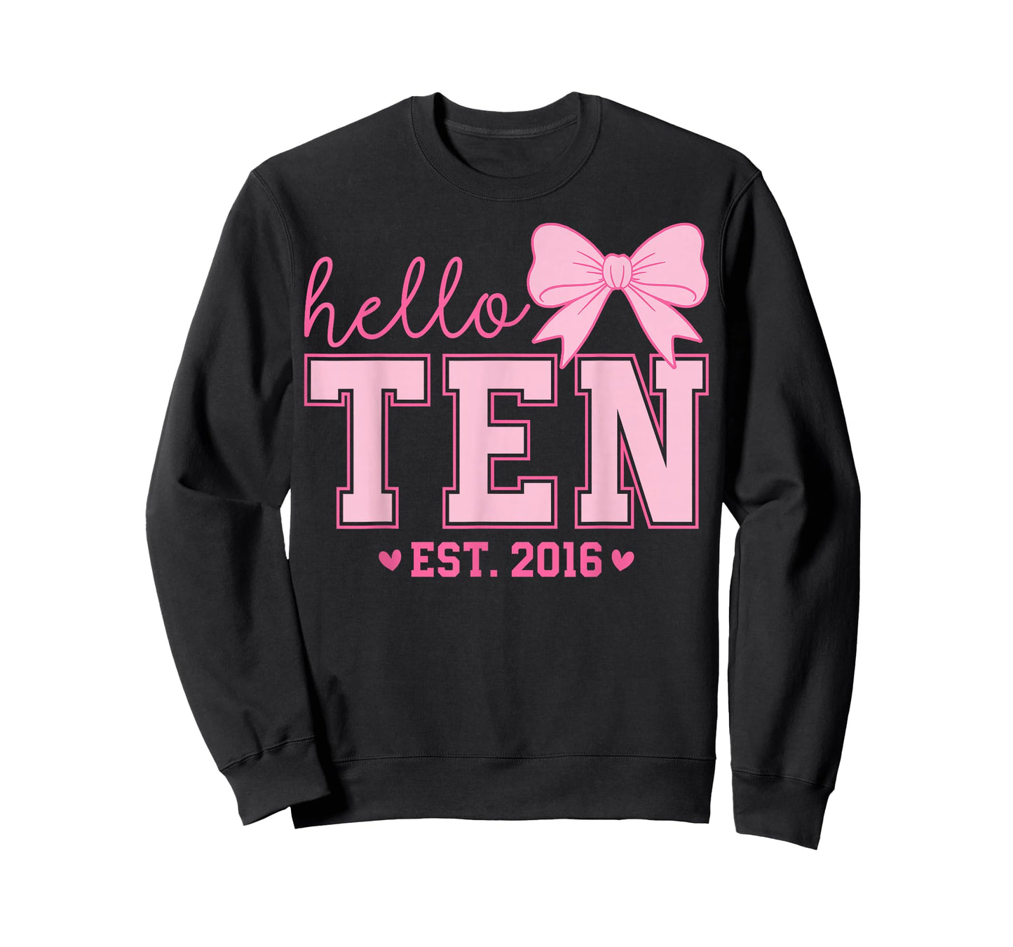 Hello Ten Est 2016 Coquette Bow 10th Birthday Girl 10 Years T-Shirt