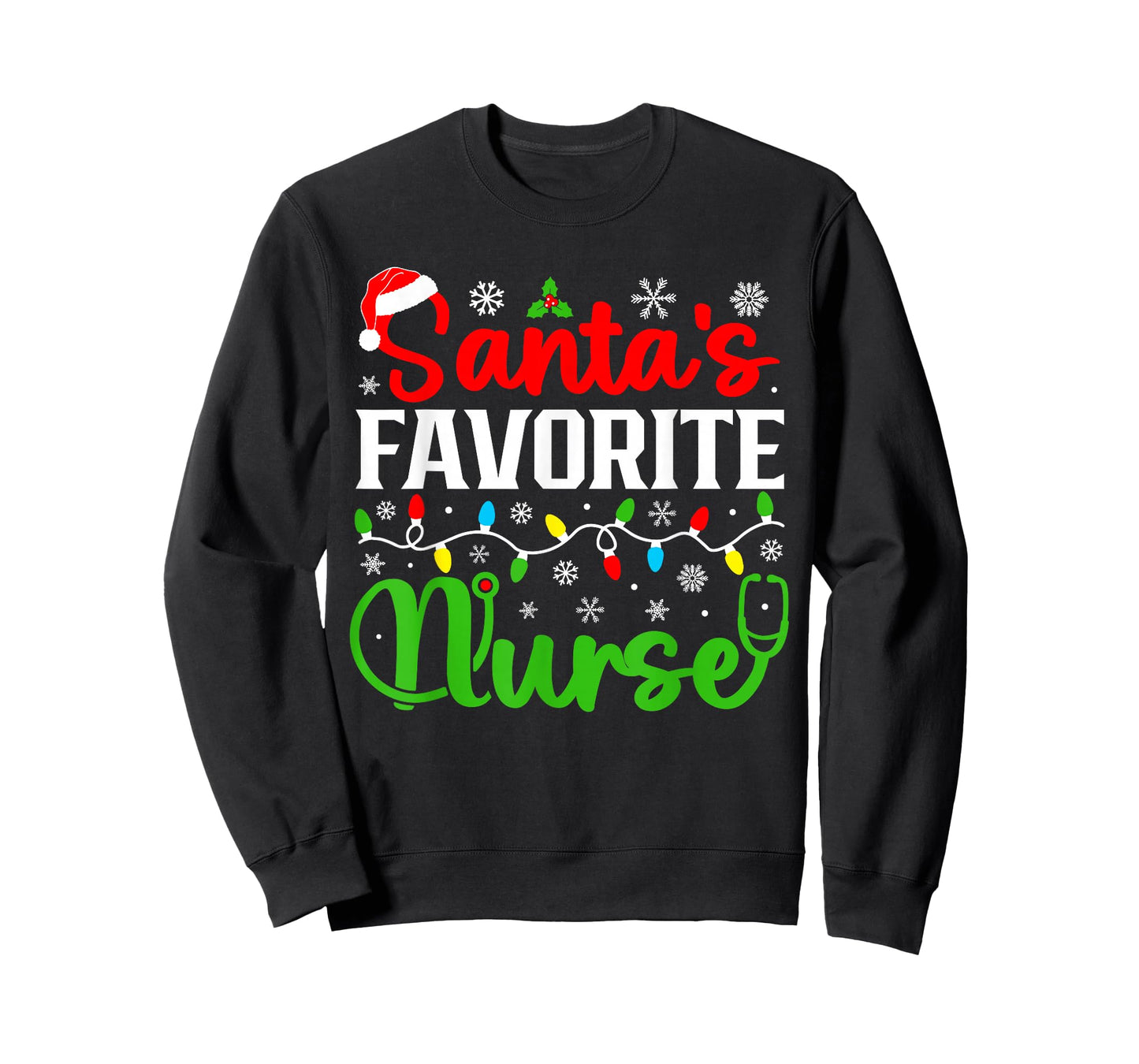 Santa's Favorite Nurse Funny Christmas Family Matching T-Shirt