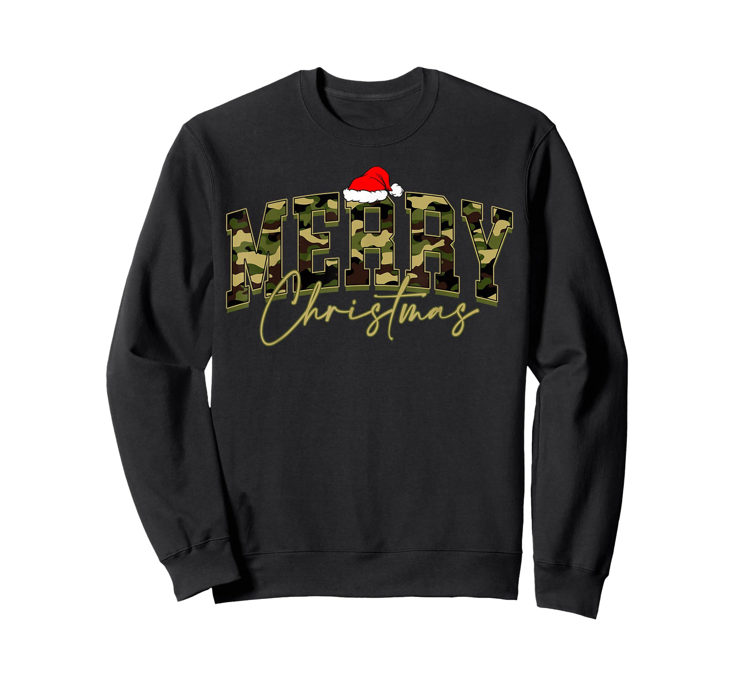 Camouflage Merry Christmas Santa Hat Xmas Pajamas T-Shirt