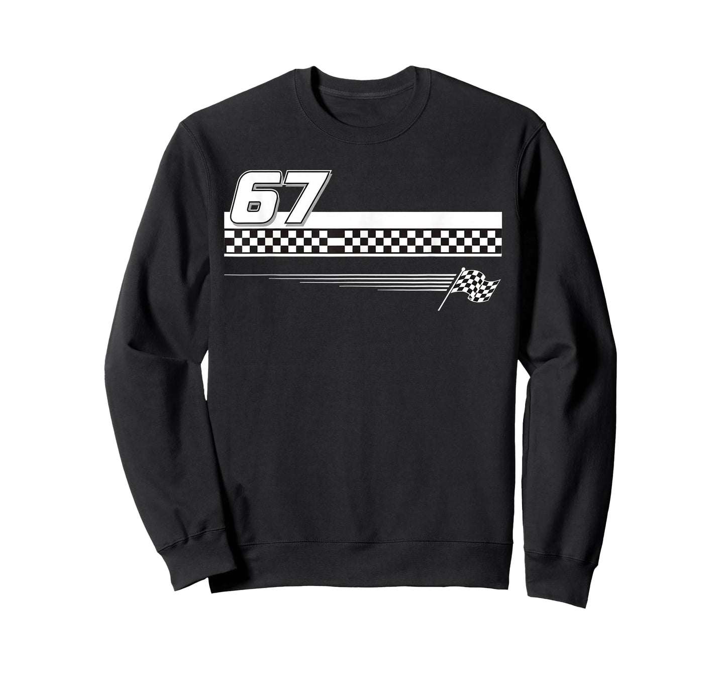 Pit Crew Race car Racing Checkered Flag 67 six Seven Meme T-Shirt
