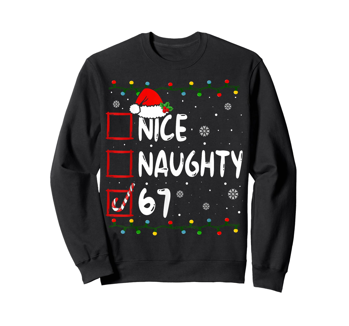 Funny Nice Naughty 6 7 Christmas 67 Meme Xmas Boys Girls T-Shirt
