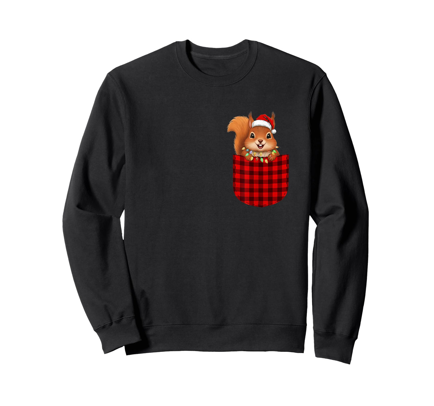 Squirrel Buffalo Red Plaid Pocket Christmas Funny Men Women T-Shirt