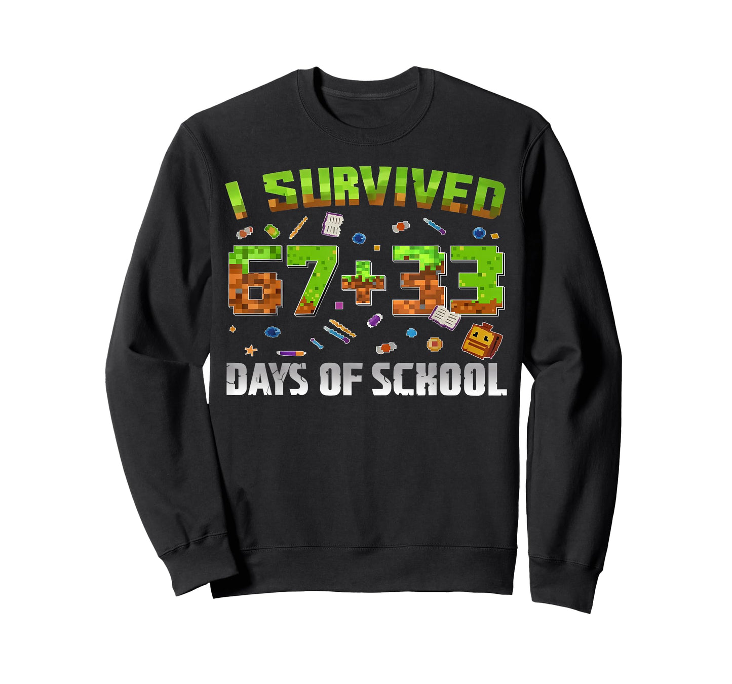 I Survived 100 Days of School 67+33 Game Student Teacher T-Shirt