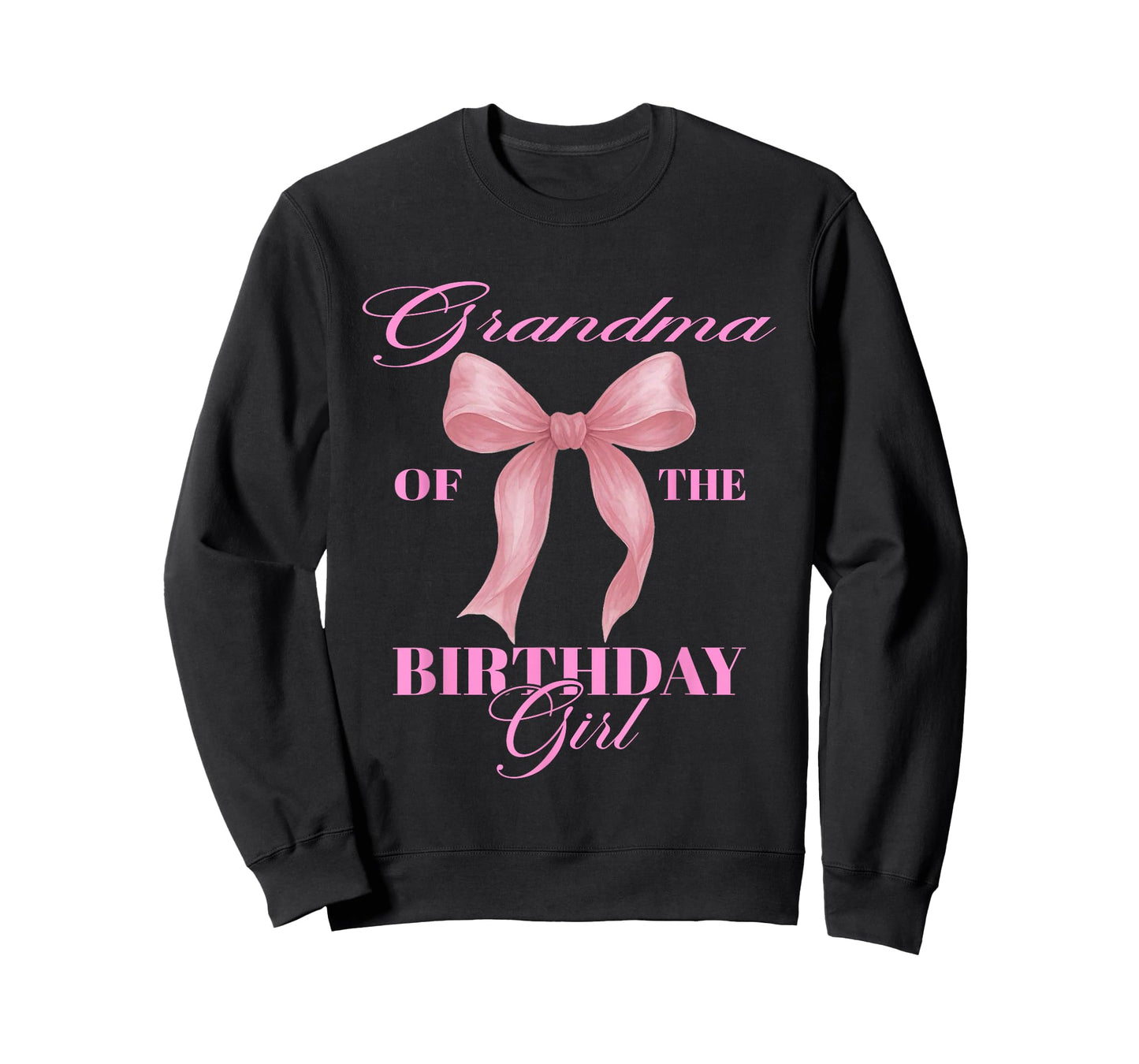 Grandma of The Birthday Girl Family Pink Coquette Bow T-Shirt