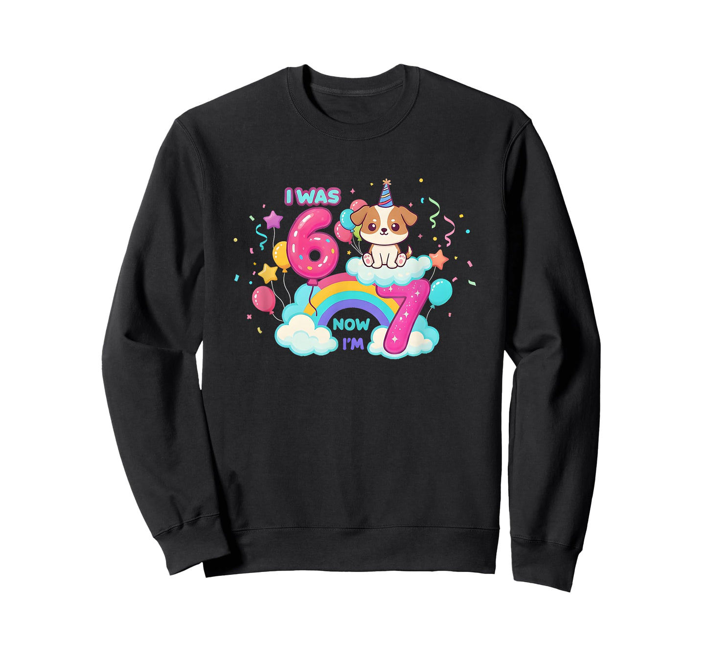I was 6 Now I'm 7 Kawaii Dog 7th Birthday Funny 67 Meme Kids T-Shirt