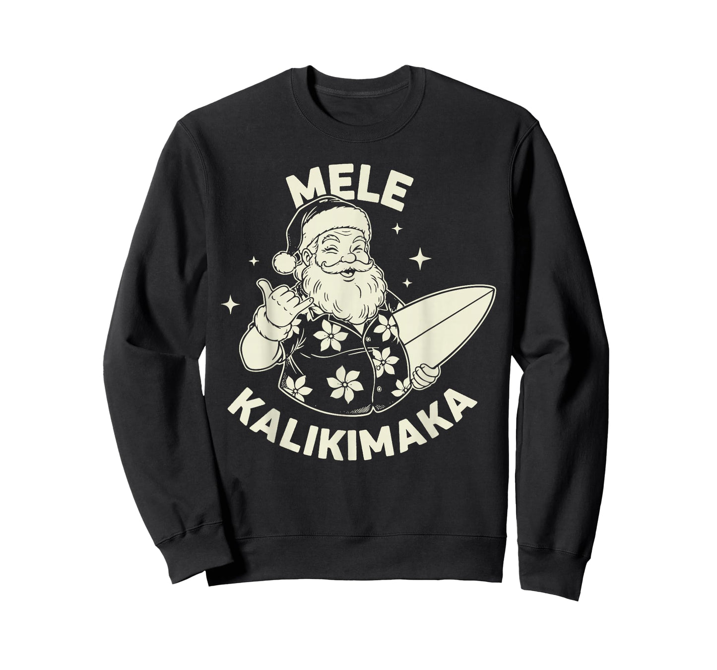 Retro Christmas Mele Kalikimaka Santa Shaka Hawaii T-Shirt