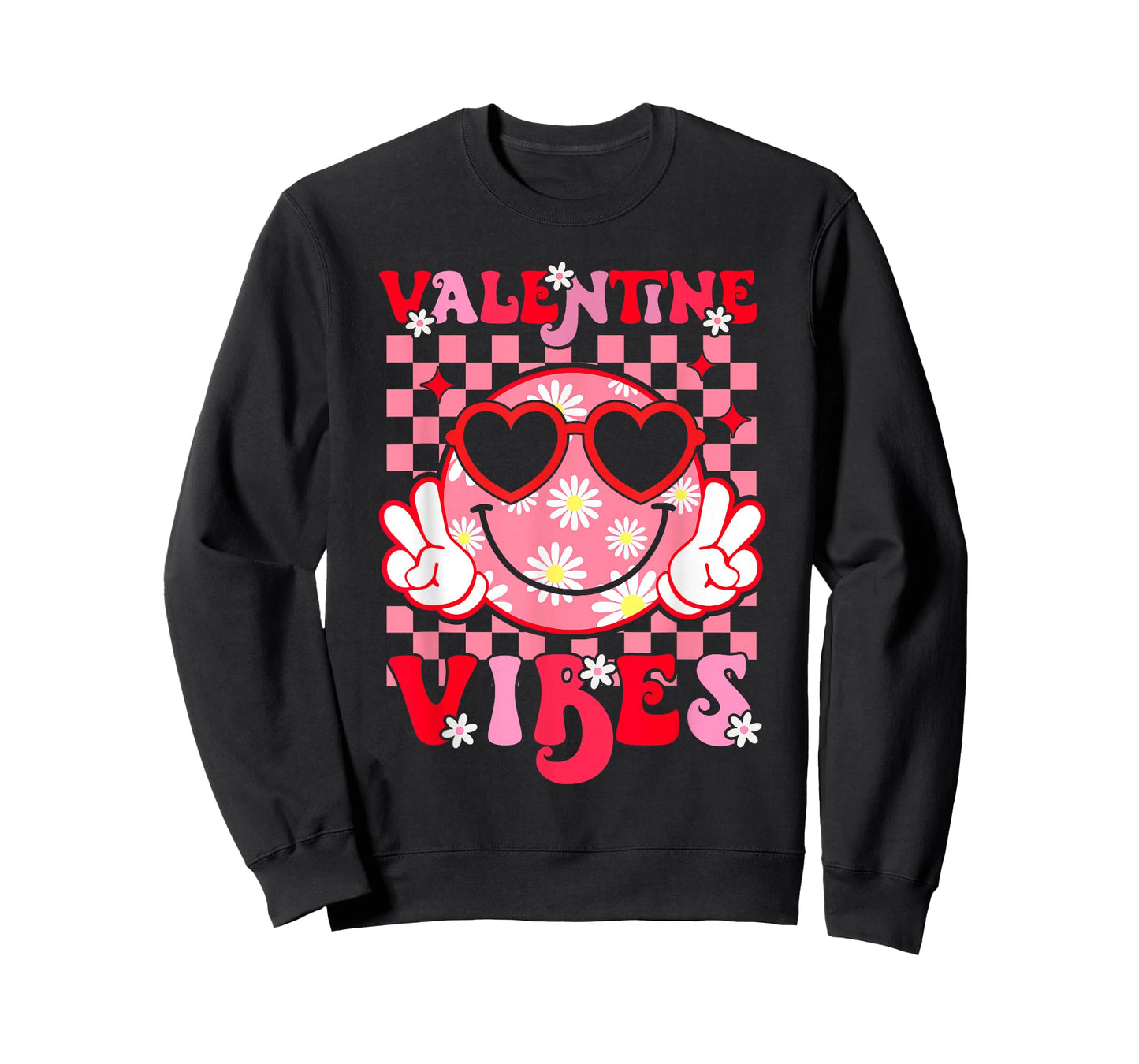 Girls Valentines Day Cute Smile Face Valentine Vibes Kids T-Shirt