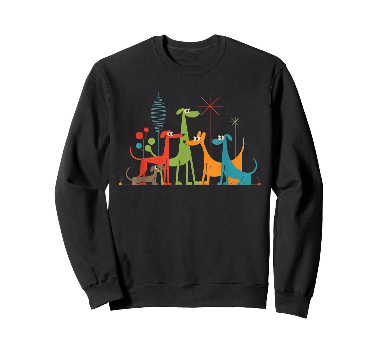 Retro Mid Century Modern Dogs 50s 60s Atomic Art Design T-Shirt