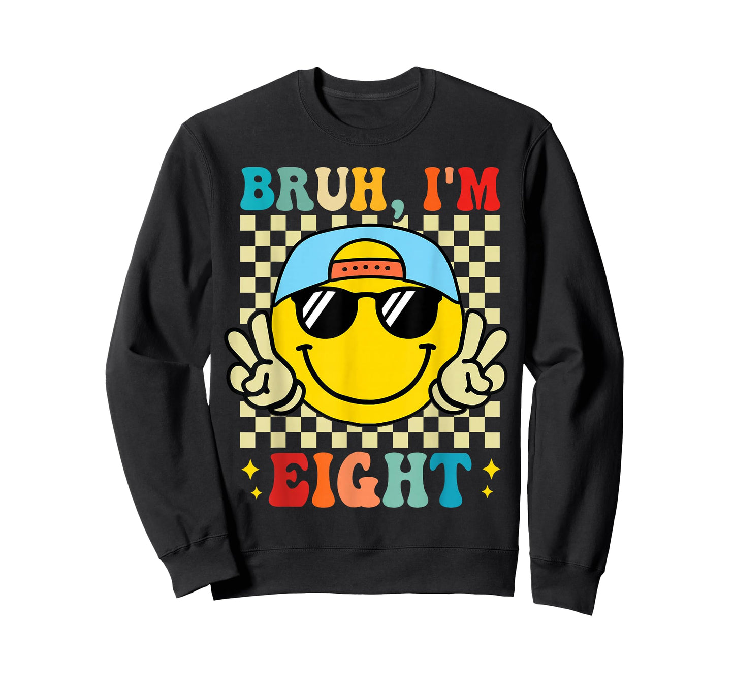 Bruh I'm Eight 8 8th Birthday Groovy Boys Girls 8 Years Old T-Shirt