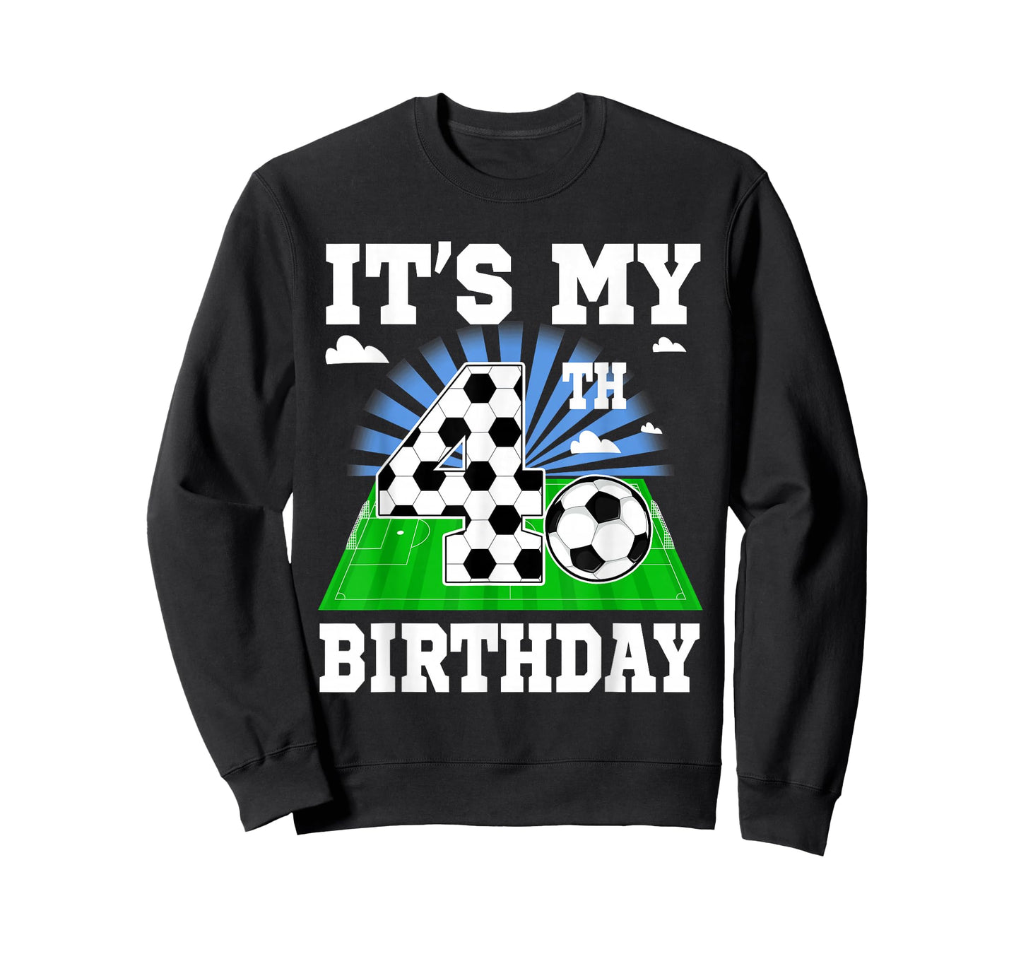 4 Year Old Boy It's My 4th Birthday Soccer Theme Party T-Shirt
