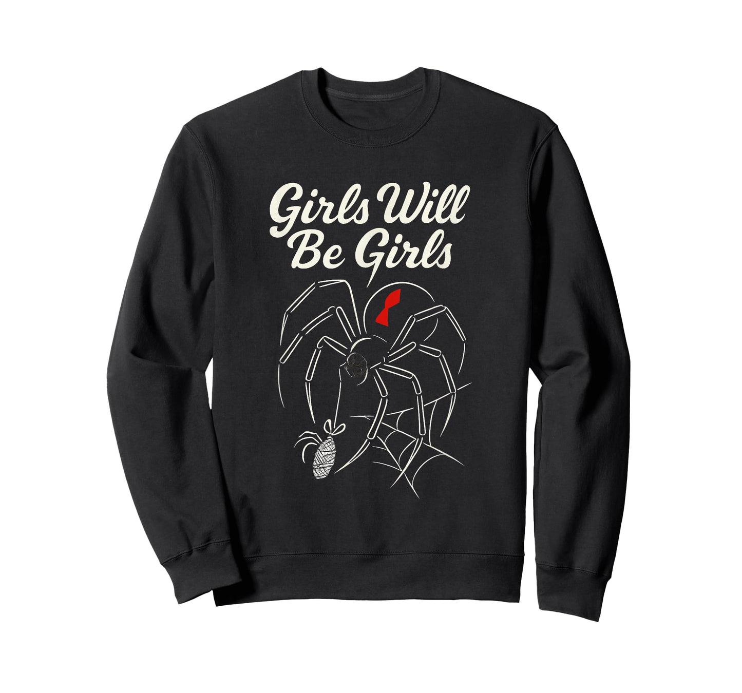 Funny Girls Will Be Girls Feminist Black Widow Spider Women T-Shirt