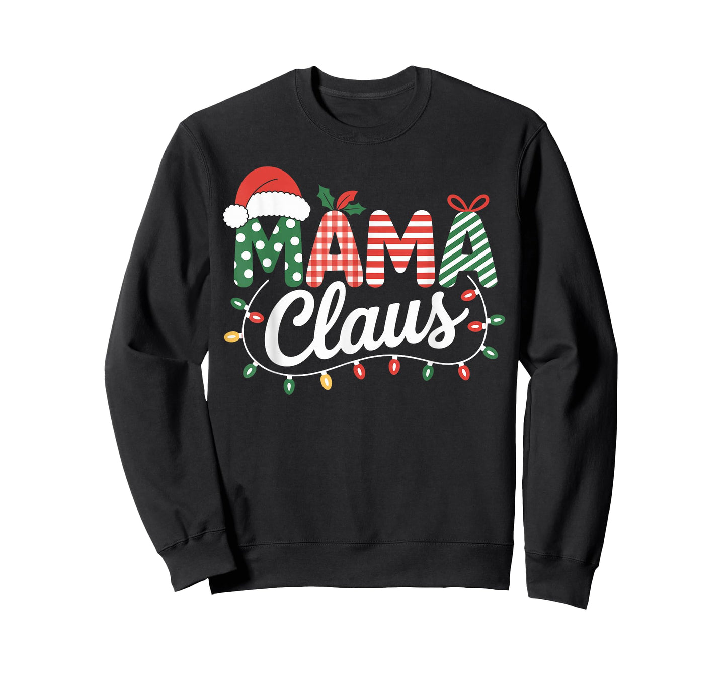 Mama Claus Christmas Lights Holiday Matching Family Xmas Tee T-Shirt