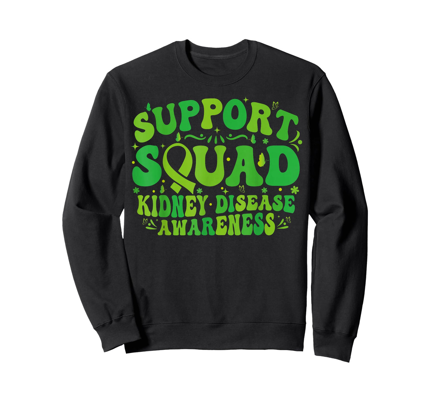Support Squad Green Ribbon Butterfly PKD Kidney Disease T-Shirt