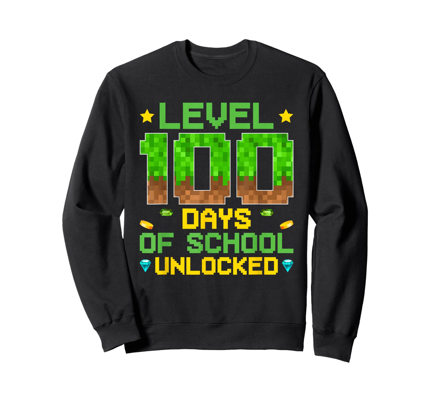 Level 100 Days of School Unlocked Pixel Video Games Boys T-Shirt