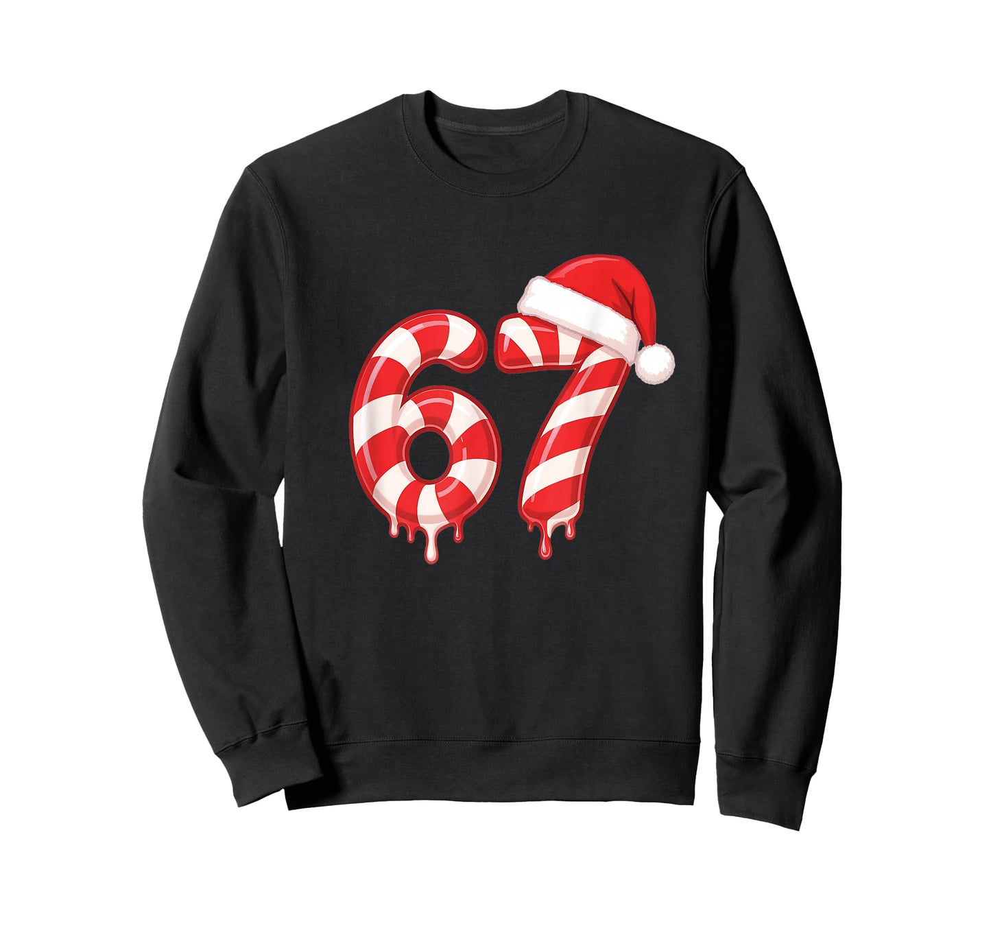 Melting Candy Cane 67 Christmas Design, Santa Hat Holiday T-Shirt