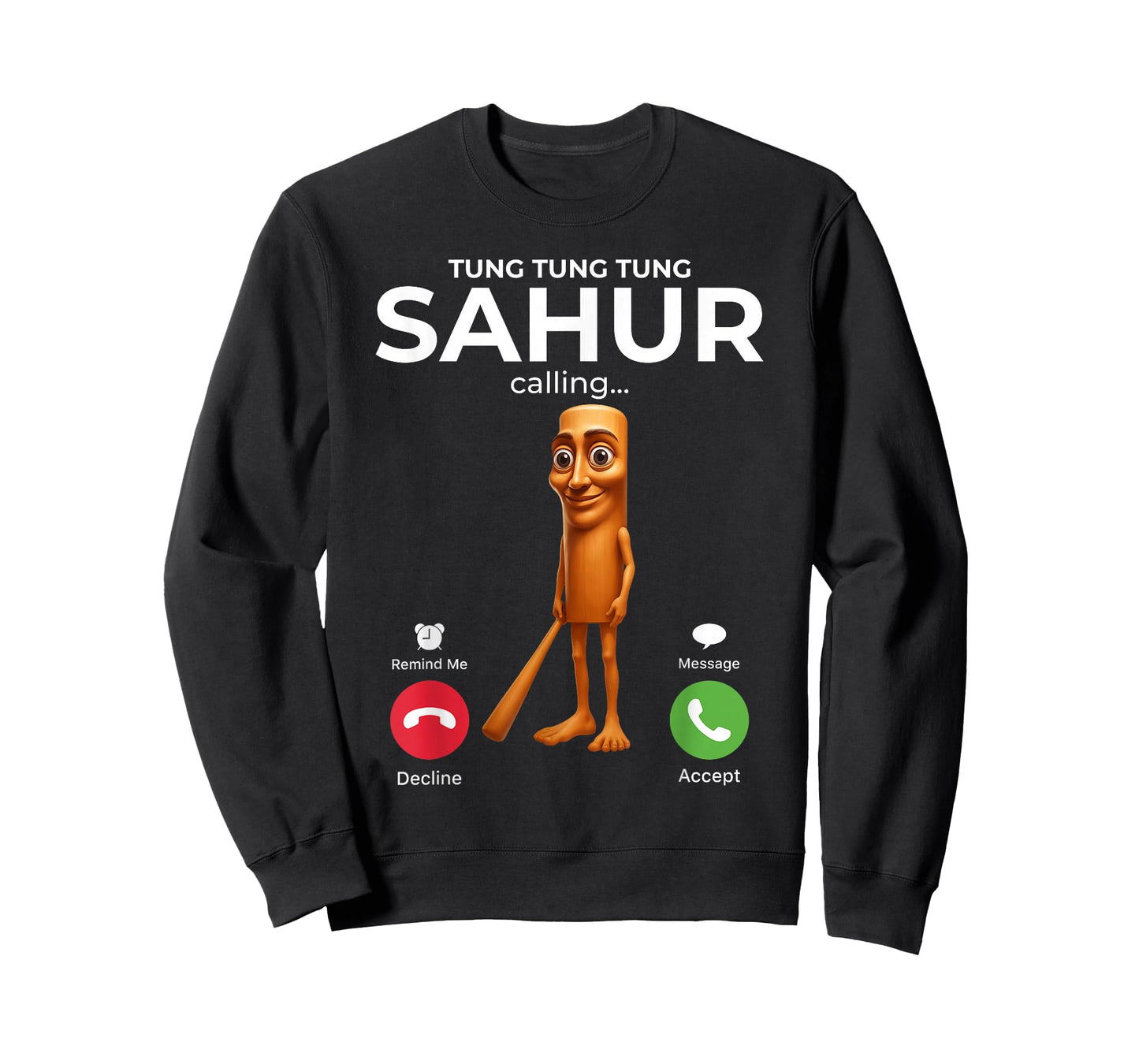 Tung Sahur Calling Funny Fishing Brainrot Joke Boys Kid Meme T-Shirt