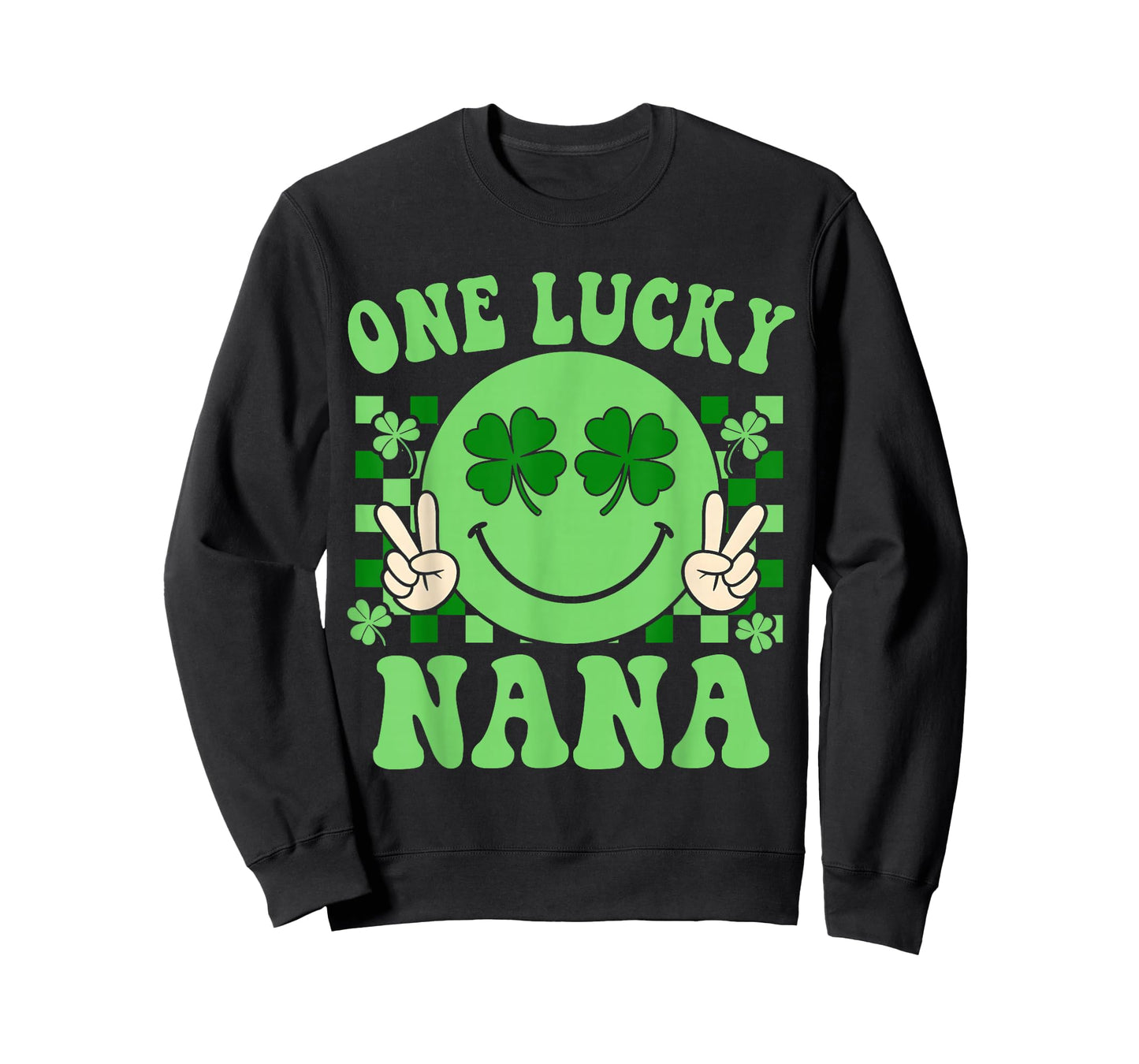 St Patricks Day Family Matching Groovy Retro One Lucky Nana T-Shirt