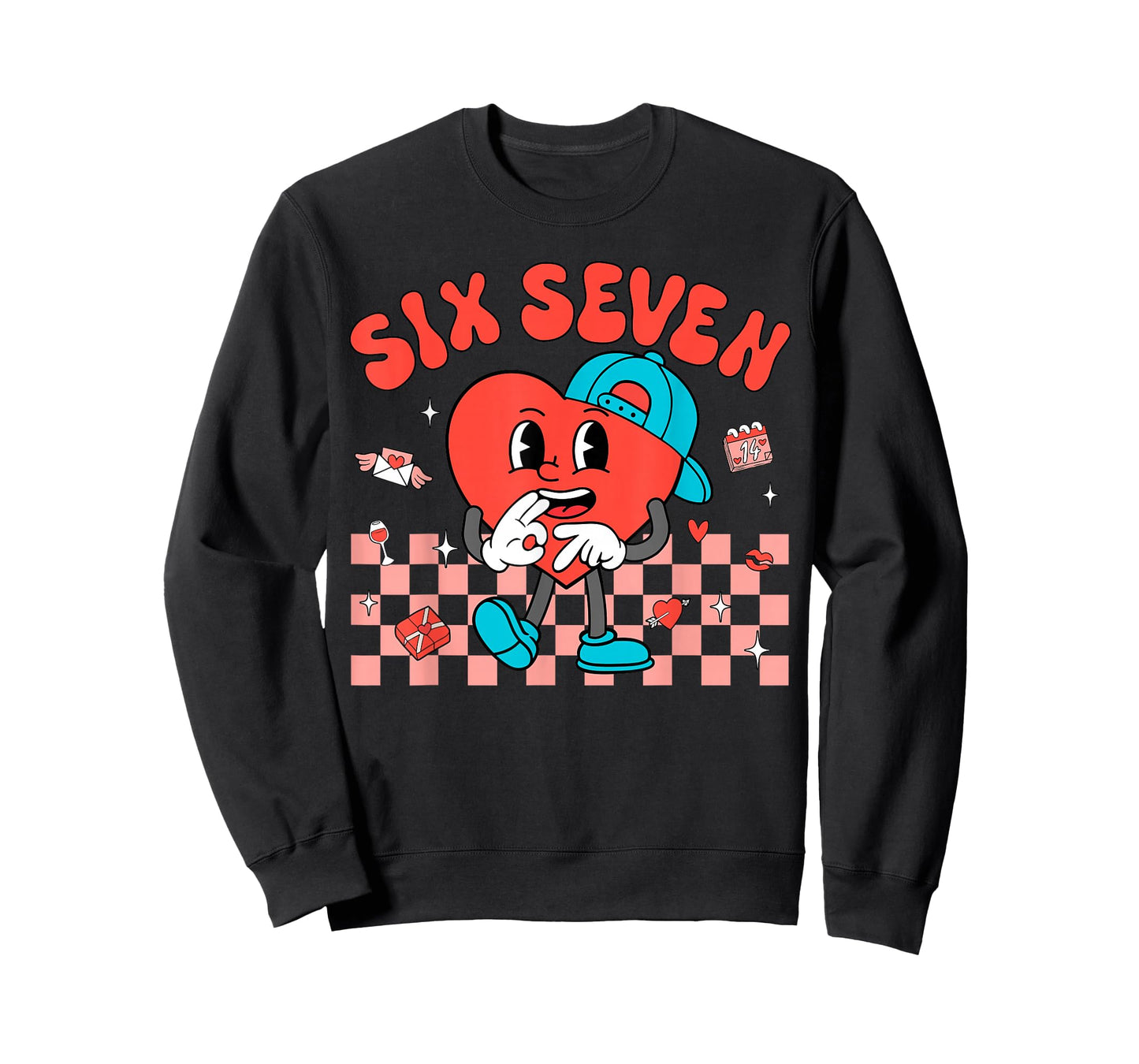Valentine’s Day Funny 67 Meme Six Seven 6 7 Valentine Hearts T-Shirt