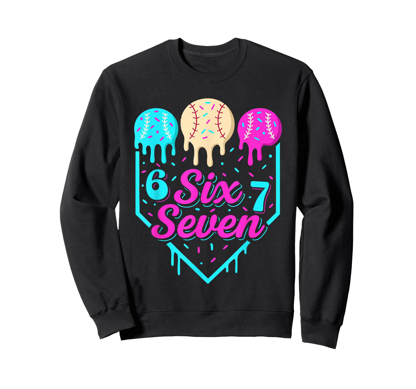 67 Ice Cream Baseball Drip Home Plate Six Seven 6 7 Meme Kid T-Shirt