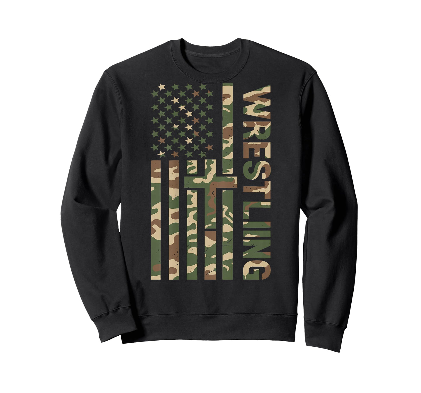Youth Camo Wrestling American Flag US Patriotic Boy Wrestler T-Shirt