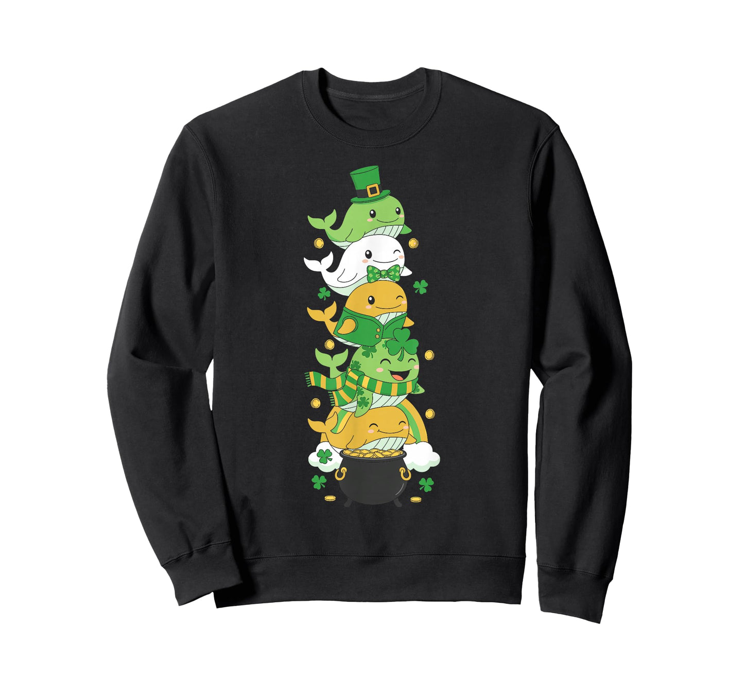 Funny Whale Clover St Patricks Day Womens Mens Kids T-Shirt