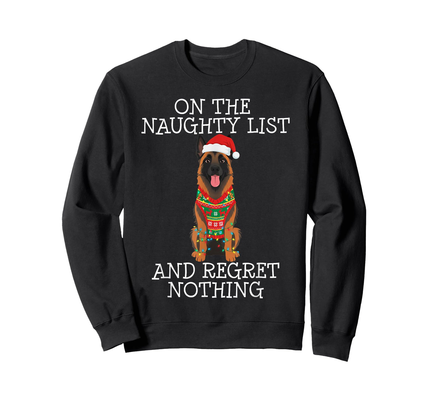 Funny Christmas Belgian Malinois Naughty List T-Shirt