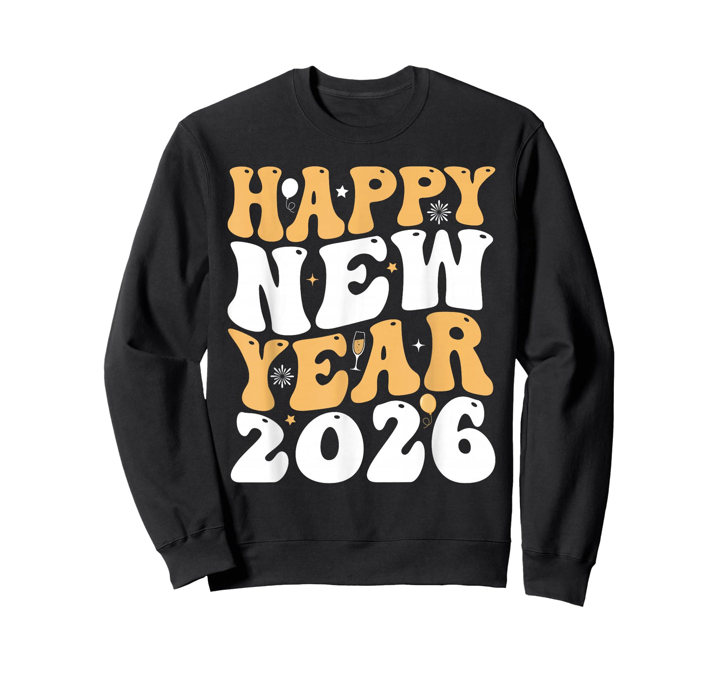 Groovy Retro Happy New Year 2026 Matching Family Party T-Shirt