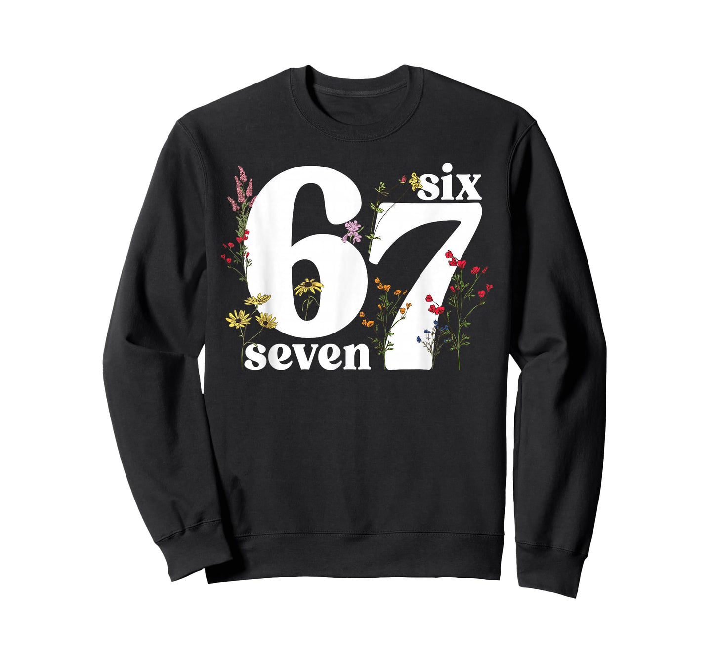 67 Six Seven Floral Aesthetic Number Funny Six Seven Costume T-Shirt
