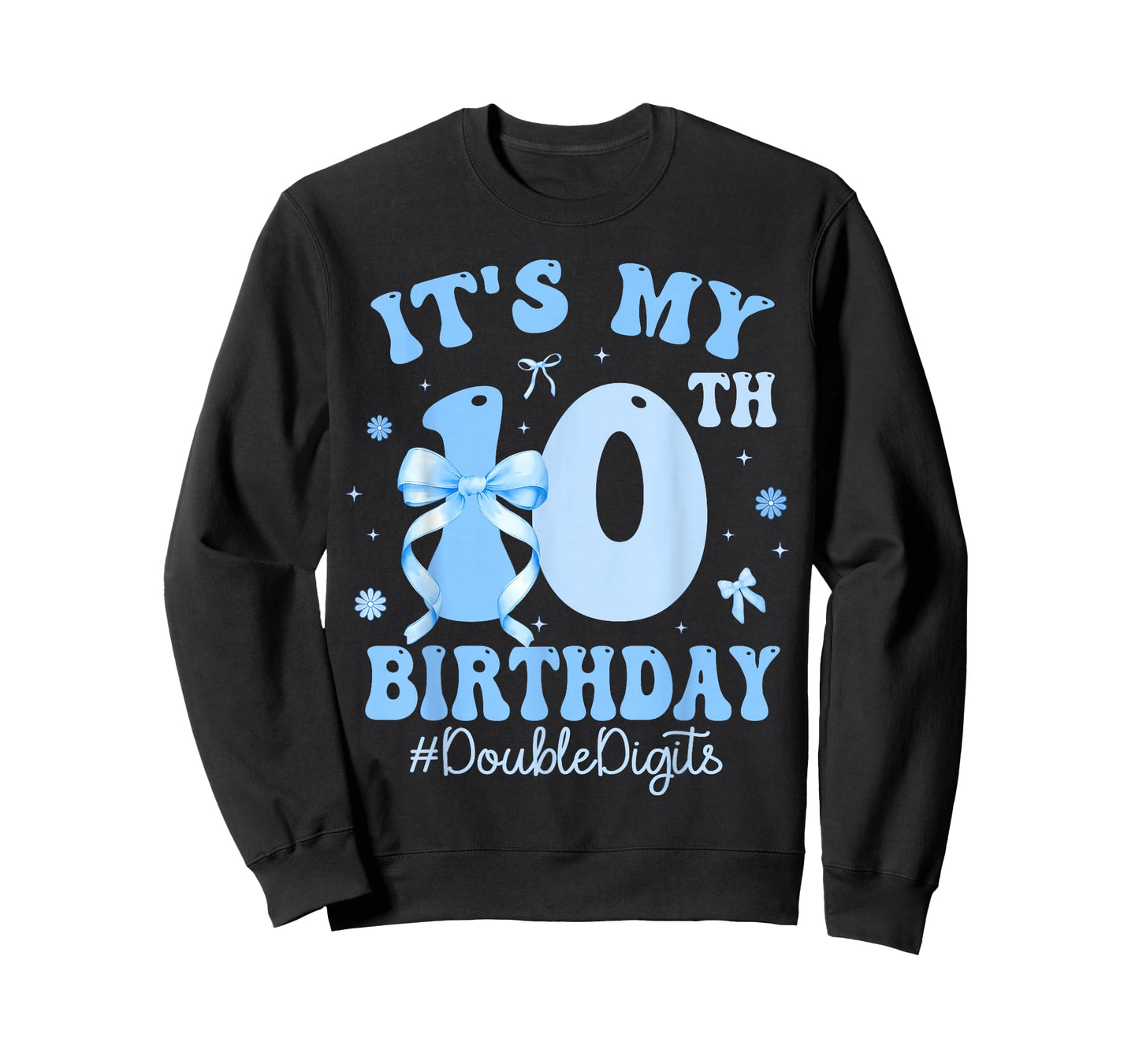 It's My 10th Birthday Girl Coquette Bow Blue 10 Year Old T-Shirt